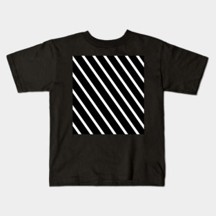Black and white diagonal stripes Kids T-Shirt